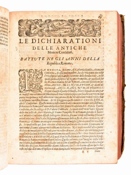 [Numismatica/Roma] Erizzo, Sebastiano : Discorso di M. Sebastiano Erizzo. Sopra le medaglie de gli antichi. Con la dichiaratione delle monete consulari, & delle medaglie de gli imperadori Romani. Venezia, Gio. Varisco & Paganino Paganini Quarta edizione ampliata [ca. 1585]  - Asta Libri Rari & Manoscritti del XVI Secolo - Associazione Nazionale - Case d'Asta italiane