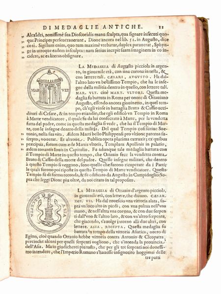 [Numismatica/Roma] Erizzo, Sebastiano : Discorso di M. Sebastiano Erizzo. Sopra le medaglie de gli antichi. Con la dichiaratione delle monete consulari, & delle medaglie de gli imperadori Romani. Venezia, Gio. Varisco & Paganino Paganini Quarta edizione ampliata [ca. 1585]  - Asta Libri Rari & Manoscritti del XVI Secolo - Associazione Nazionale - Case d'Asta italiane