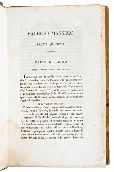 [Storia/Roma] Velleius Paterculus, Caius : Velleio Patercolo Istoria romana. Valerio Massimo, Detti e fatti memorabili. 2 volumi. Milano, Niccolo Bettoni 1826  - Asta Libri Rari & Manoscritti del XVI Secolo - Associazione Nazionale - Case d'Asta italiane