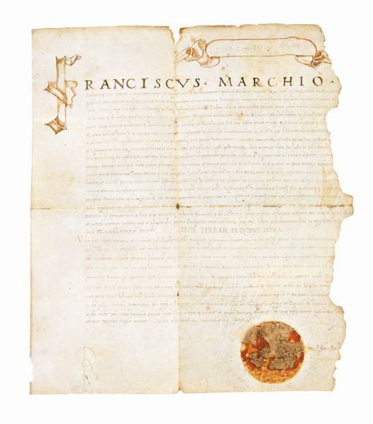 Alfonso II d'Este Pergamena Manoscritta + Frammento  - Asta Libri Rari & Manoscritti del XVI Secolo - Associazione Nazionale - Case d'Asta italiane