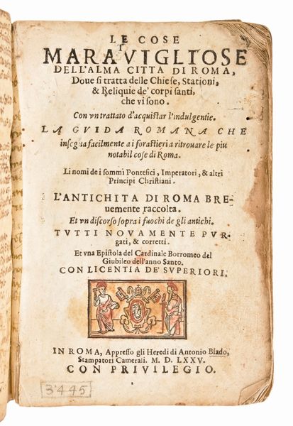 [ ROMA ]  Palladio, Andrea : Le Cose Meravigliose dell'Alma città di Roma – In Roma 1575  - Asta Libri Rari & Manoscritti del XVI Secolo - Associazione Nazionale - Case d'Asta italiane