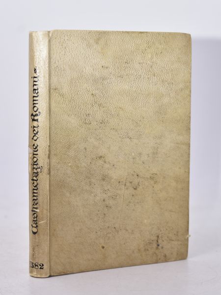 Du Choul, Guillaume : DISCORSO DEL S. GUGLIELMO CHOUL GENTILHUOMO LIONESE, CONSIGLIERO DEL RE, & PRESIDENTE DELLE MONTAGNE DEL DELFINATO SOPRA LA CASTRAMETATIONE, & BAGNI ANTICHI DE I GRECI, & ROMANI. CON L'AGGIUNTA DELLA FIGURA DEL CAMPO ROMANO. ET VNA INFORMATIONE DELLA MILITIA TURCHESCA, & DE GLI HABITI DE SOLDATI TURCHI, SCRITTA DA M. FRANCESCO SANSOUINO. In Vinegia, 1582, presso Altobello Salicato.  - Asta Libri Rari & Manoscritti del XVI Secolo - Associazione Nazionale - Case d'Asta italiane