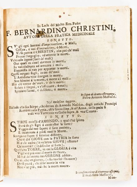 [Medicina] Cristini, Bernardino : Pratica medicinale, & osseruationi del molto reuerendo padre f. Bernardino Christini. Angelo Bodio, Venezia 1680-1681  - Asta Libri Rari & Manoscritti del XVI Secolo - Associazione Nazionale - Case d'Asta italiane