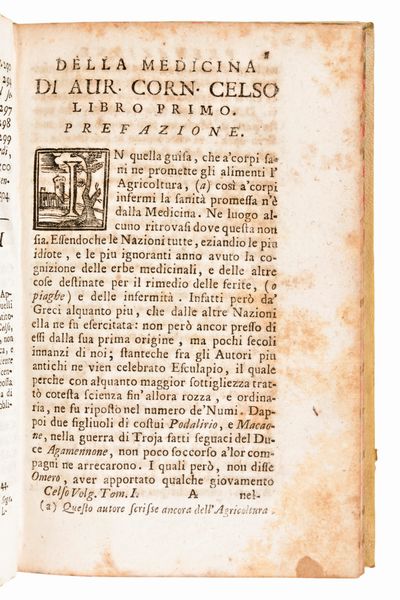 Lotto di 2 opere medicina (in 4 volumi) : ANDRIA, NICCOLÒ : ISTITUZIONI DI MEDICINA PRATICA TOMO PRIMO &.... NAPOLI : MANFREDIANA, 1812 E 1817. 2 VOLUMI - VAN ALMELOVEEN, THEODOOR JANSSON & CHIARI DA PISA: DELLA MEDICINA DI AURELIO CORNELIO CELSO LIBRI OTTO. IN VENEZIA, DOMENICO OCCHI 1747. 2 VOLUMI  - Asta Libri Rari & Manoscritti del XVI Secolo - Associazione Nazionale - Case d'Asta italiane