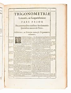 [Geometria/Matematica] Cavalieri Bonaventura :  “ Trigonometria plana, et spherica, linearis, & logarithmica.”  Editore:   Bononiae, Typ. haeredis Victorij Benatij, 1643., Bologna, 1643  - Asta Libri Rari & Manoscritti del XVI Secolo - Associazione Nazionale - Case d'Asta italiane