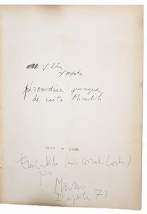 [Libro d'Artista] Villa, Emilio (1914-2003) / Costa, Corrado (1929-1991): Phrenodiae quinque de coitu mirabili / Il Mignottauro. Pollenza: La Nuova Foglio S.p.a., 1971. Autografato  - Asta Libri Rari & Manoscritti del XVI Secolo - Associazione Nazionale - Case d'Asta italiane