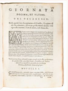 Boccaccio, Giovanni : Il Decameron... & alla sua vera lezione ridotta dal Cavalier Lionardo Salviati... Venezia, Pietro Maria Bertano 1638  - Asta Libri Rari & Manoscritti del XVI Secolo - Associazione Nazionale - Case d'Asta italiane