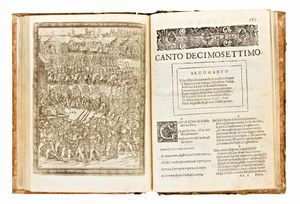 Tasso, Torquato : La Gerusalemme liberata... adornata con bellissime figure a ciascun canto. In Venetia, si uende all'insegna della Sapienza, 1673  - Asta Libri Rari & Manoscritti del XVI Secolo - Associazione Nazionale - Case d'Asta italiane