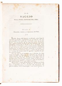 [Storia/Cile] Molina, Giovanni Ignazio :  Saggio sulla storia naturale del Chili. Fratelli Masi e comp., Bologna 1810  - Asta Libri Rari & Manoscritti del XVI Secolo - Associazione Nazionale - Case d'Asta italiane