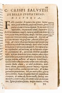 [Classici latini] Manuzio, Aldo / Sallustio, Crispo : C. Sallustii Crispi Coniuratio Catilinae et bellum Iugurthinum. Fragmenta Eiusdem Historiarum..  in Venezia il 1625 per Petrum Milicum  - Asta Libri Rari & Manoscritti del XVI Secolo - Associazione Nazionale - Case d'Asta italiane