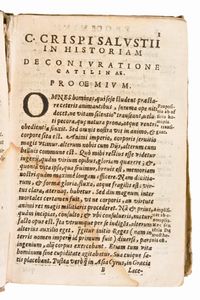 [Classici latini] Manuzio, Aldo / Sallustio, Crispo : C. Sallustii Crispi Coniuratio Catilinae et bellum Iugurthinum. Fragmenta Eiusdem Historiarum..  in Venezia il 1625 per Petrum Milicum  - Asta Libri Rari & Manoscritti del XVI Secolo - Associazione Nazionale - Case d'Asta italiane