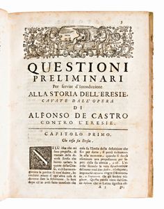 [Eresia] 3 Opere : Jean Hermant, La storia delle eresie, appresso Francesco Pitteri, 1735 / Prospero Farinaci, Tractatus de Haeresi, Andreæ Phæi, 1616 / Diego de Simancas, De Catholicis Institutionibus liber... Bernardini Pomatelli,  1692  - Asta Libri Rari & Manoscritti del XVI Secolo - Associazione Nazionale - Case d'Asta italiane