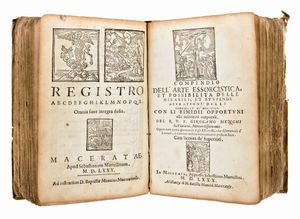 [Esorcismo] Menghi, Girolamo : Compendio dell'arte essorcistica, ... In Macerata, appresso Sebastiano Martellini, 1580. 2 opere in 1 volume.  - Asta Libri Rari & Manoscritti del XVI Secolo - Associazione Nazionale - Case d'Asta italiane