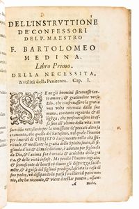 [Teologia] de Medina, Bartolomé : Breve instruttione de' confessori, come si debba amministrare il sacramento della Penitentia. Alessandro Gardano, & Francesco Coattini, Roma 1588  - Asta Libri Rari & Manoscritti del XVI Secolo - Associazione Nazionale - Case d'Asta italiane