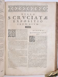 Trullench, Juan Gil IOANNIS AEGIDII TRULLENCH ... PRAXIS SACRAMENTORUM ... CUI IN HAC PRIMA VENETA EDITIONE ADIECTA EST EIUSDEM AUCTORIS EXPOSITIO BULLAE SANCTAE CRUCIATAE ET LACTICINIORUMIN GRATIAM ECCLESISTICORUM … / EXPOSITIO BULLAE SANCTAE CRUCIATAE ET LACTICINIORUMIN GRATIAM ECCLESISTICORUM ... Venetiis, 1648, apud Turrinum.  - Asta Libri Rari & Manoscritti del XVI Secolo - Associazione Nazionale - Case d'Asta italiane