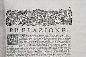 [Accademia della Crusca] VOCABOLARIO DEGLI ACCADEMICI DELLA CRUSCA. EDIZIONE SECONDA VENETA ACCRESCIUTA DI MOLTE VOCI RACCOLTE DAGLI AUTORI APPROVATI DALLA STESSA ACCADEMIA. VOLUME PRIMO-QUINTO. Venezia, 1763, appresso Francesco Pitteri.  - Asta Libri Rari & Manoscritti del XVI Secolo - Associazione Nazionale - Case d'Asta italiane