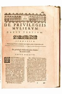 [DIRITTI DONNE] Rota, Carlo : Legalis Androgynus sive Tractatus de privilegijs mulierum... Haeredum Francisci Tomasii, Napoli 1663  - Asta Libri Rari & Manoscritti del XVI Secolo - Associazione Nazionale - Case d'Asta italiane