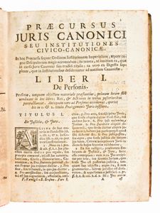 [Diritto canonico] Maschat, Remigius & Giraldi, Ubaldo : Institutiones Canonicae. Roma 1757, per Octavium Puccinelli, 1757  - Asta Libri Rari & Manoscritti del XVI Secolo - Associazione Nazionale - Case d'Asta italiane