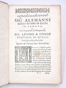 Filippe, Bartholomaeu / Valentino, Giulio Cesare : TRATTATO DEL CONSEGLIO, ET DE' CONSEGLIERI DE' PRENCIPI, VTILISSIMO PER SAPER REGGERE FELICEMENTE STATI, & QUAL SI VOGLIA DOMINIO, PER ILLUSTRARE LA PATRIA, & FAR NOBILE, & DEGNA OGNI ATTIONE HUMANA... In Venetia, 1599, appresso la Compagnia minima.  - Asta Libri Rari & Manoscritti del XVI Secolo - Associazione Nazionale - Case d'Asta italiane