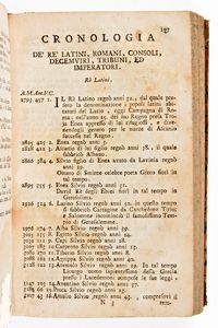 [ROMA] Piacenti, Antonio Raimondo : Succinte vite di cento rinomati, e celebri personaggi illustrate con altrettante note di erudizione sopra la storia, e riti degli antichi romani cominciando da Romolo sino a Carlo VI. Benedetto Gessari Napoli, 1756.  - Asta Libri Rari & Manoscritti del XVI Secolo - Associazione Nazionale - Case d'Asta italiane