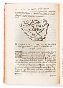 [Epigrafia/Roma] Fonteius, Giovanni Battista : De prisca Caesiorum gente. In Bologna, Giovanni Rossi 1582  - Asta Libri Rari & Manoscritti del XVI Secolo - Associazione Nazionale - Case d'Asta italiane