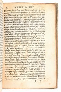 [Roma] de Guevara, Antonio : Vita gesti costumi, discorsi, et lettere di Marco Aurelio imperatore. Venezia, Alessandro de Viano, 1555  - Asta Libri Rari & Manoscritti del XVI Secolo - Associazione Nazionale - Case d'Asta italiane