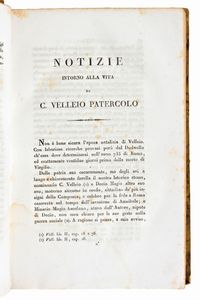 [Storia/Roma] Velleius Paterculus, Caius : Velleio Patercolo Istoria romana. Valerio Massimo, Detti e fatti memorabili. 2 volumi. Milano, Niccolo Bettoni 1826  - Asta Libri Rari & Manoscritti del XVI Secolo - Associazione Nazionale - Case d'Asta italiane