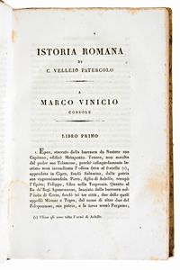 [Storia/Roma] Velleius Paterculus, Caius : Velleio Patercolo Istoria romana. Valerio Massimo, Detti e fatti memorabili. 2 volumi. Milano, Niccolo Bettoni 1826  - Asta Libri Rari & Manoscritti del XVI Secolo - Associazione Nazionale - Case d'Asta italiane