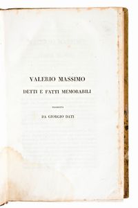 [Storia/Roma] Velleius Paterculus, Caius : Velleio Patercolo Istoria romana. Valerio Massimo, Detti e fatti memorabili. 2 volumi. Milano, Niccolo Bettoni 1826  - Asta Libri Rari & Manoscritti del XVI Secolo - Associazione Nazionale - Case d'Asta italiane