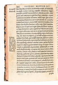 [ ROMA ]  Pompeo Trogo :  Iustini ex Trogi Pompeii historiis externis libri XXXXIIII ; his accessit ex Sexto Aurelio Victore De vita & moribus Romanorum imperatorum epitome, omnia quam diligentissime ex uariarum exemplarium collatione castigata   Venezia  IOANNES GRYPHIUS 1559  - Asta Libri Rari & Manoscritti del XVI Secolo - Associazione Nazionale - Case d'Asta italiane