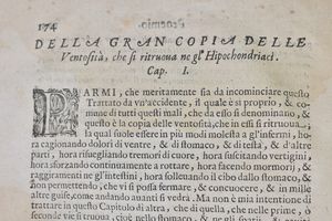 Zacchia, Paolo: DE' MALI HIPOCHONDRIACI LIBRI TRE DEL SIGNOR PAOLO ZACCHIA. IN QUESTA NUOUA IMPRESSIONE CORRETTI, & ACCRESCIUTI DALL'AUTORE NON SOLO DI MOLTE COSE PER ENTRO L'OPERA, MA DEL TERZO LIBRO INTIERO. AL CL.MO & REV.MO SIG. FLORIO BERNARDO MEDICO VENETO.22,5x16,5, p. Venetia, 1665, presso Paolo Baglioni.  - Asta Libri Rari & Manoscritti del XVI Secolo - Associazione Nazionale - Case d'Asta italiane