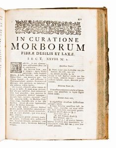 2 opere medicina/anatomia : BAGLIVI, GIORGIO : OPERA OMNIA MEDICO-PRACTICA, ET ANATOMICA. BASSANI, 1732 - BOERHAAVE, HERMAN : OPERA OMNIA MEDICA. VENEZIA : APUD LAURENTIUM BASILIUM, 1751.  - Asta Libri Rari & Manoscritti del XVI Secolo - Associazione Nazionale - Case d'Asta italiane