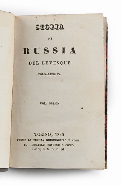 Storia di Russia del Levesque Volgarizzata  - Asta Libri Antichi e Stampe - Associazione Nazionale - Case d'Asta italiane