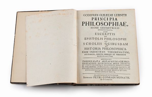 Godefridi Guilielmi Leibnitii - Principia Philosophiae more geometrico  - Asta Libri Antichi e Stampe - Associazione Nazionale - Case d'Asta italiane