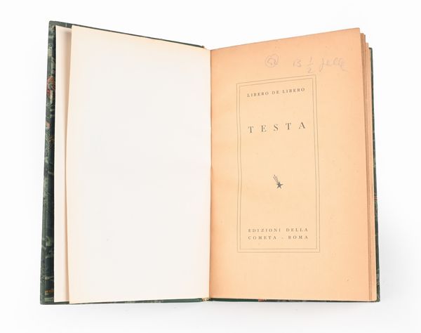 Libero De Libero - Testa - Edizioni della Cometa, 1938  - Asta Libri Antichi e Stampe - Associazione Nazionale - Case d'Asta italiane