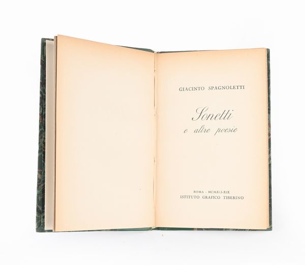 Spagnoletti - Sonetti - Istituto Grafico Tiberino, 1941  - Asta Libri Antichi e Stampe - Associazione Nazionale - Case d'Asta italiane