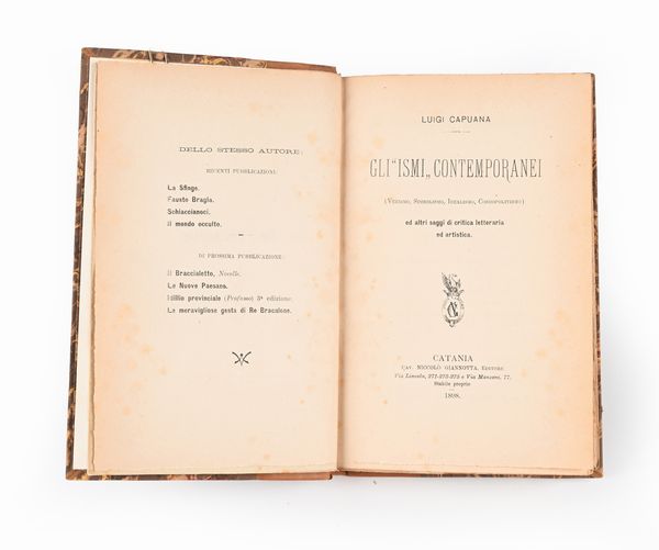 Capuana - Gli ismi contemporanei - Giannotta - Catania, 1898  - Asta Libri Antichi e Stampe - Associazione Nazionale - Case d'Asta italiane