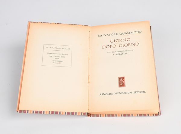 Salvatore Quasimodo - Giorno dopo giorno Con una introduzione di Carlo Bo. Prima edizione  - Asta Libri Antichi e Stampe - Associazione Nazionale - Case d'Asta italiane