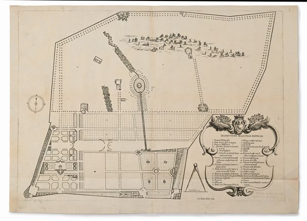 3 Vedute e 1 Pianta della Villa Pamphili del Falda  - Asta Libri Antichi e Stampe - Associazione Nazionale - Case d'Asta italiane