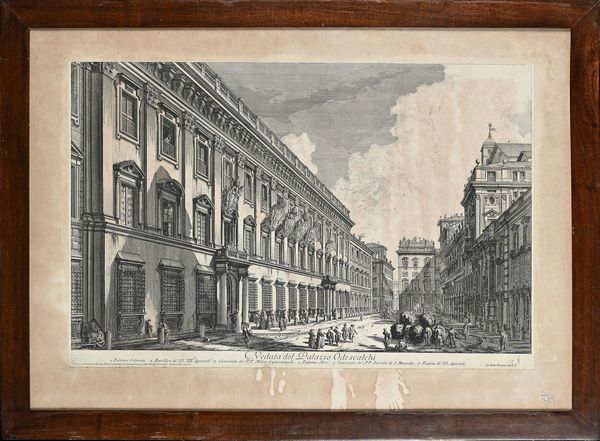 GIOVANNI BATTISTA PIRANESI : Giovan Battista Piranesi - Veduta del Palazzo Odescalchi (Calcografia nazionale)  - Asta Libri Antichi e Stampe - Associazione Nazionale - Case d'Asta italiane