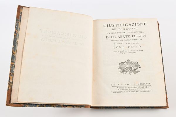 Claudio Fleury - Storia ecclesiastica tradotta dal francese dal signor Conte Gasparo Gozzi. Nuova edizione riveduta e corretta; Continuazione della Storia ecclesiastica e Giustificazione de' discorsi e della Storia ecclesiastica  - Asta Libri Antichi e Stampe - Associazione Nazionale - Case d'Asta italiane