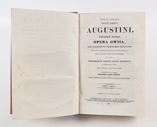 Sancti Aurelii Agustini - Opera Omnia Post Lovanensium Theologorum Recensionem. Patrologiae Latinae Cursus Completus Tomus XXXII-XLVII  - Asta Libri Antichi e Stampe - Associazione Nazionale - Case d'Asta italiane