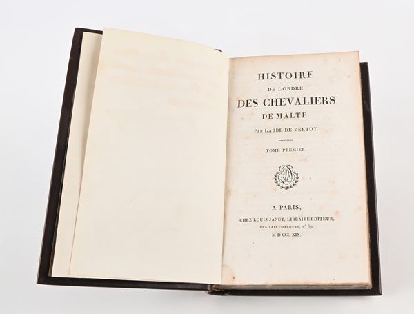 René-Aubert de Vertot - Histoire de l'Ordre des Chevaliers de Malte (solo i primi 6 volumi su 7)  - Asta Libri Antichi e Stampe - Associazione Nazionale - Case d'Asta italiane