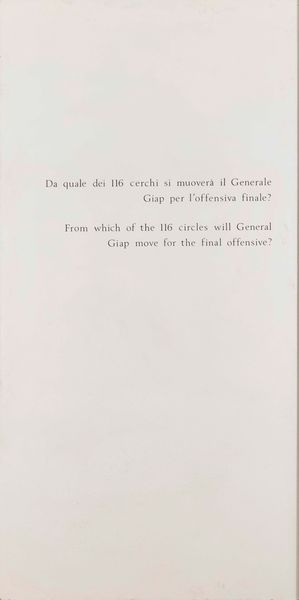 Emilio Isgrò : Da quale dei 116 cerchi si muover il Generale Giap per l'offensiva finale  - Asta Arte Moderna e Contemporanea - Associazione Nazionale - Case d'Asta italiane