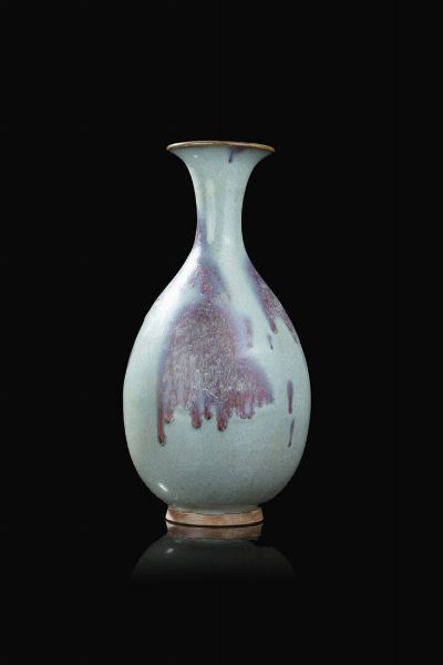 VASO : Vaso in porcellana Jun  Cina  dinastia Qing  XIX Sec. 32x16 cm  - Asta Arte Orientale - Associazione Nazionale - Case d'Asta italiane