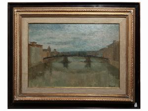 MARIO BORGIOTTI - Veduta di Firenze con ponte