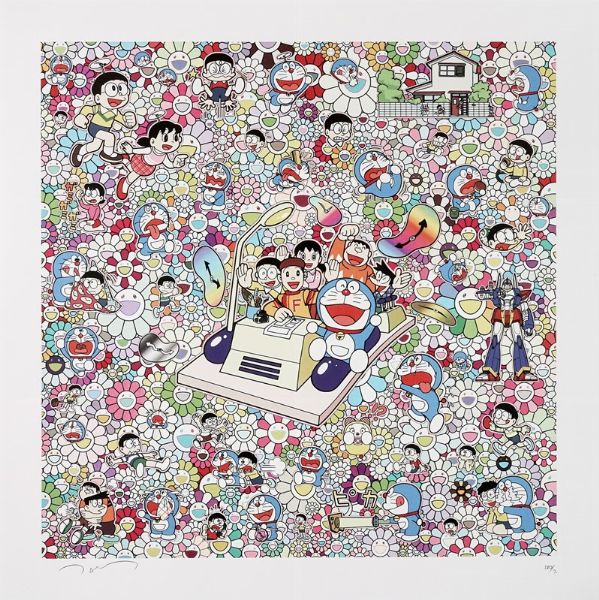 TAKASHI MURAKAMI : Doraemon on an endless journey on a time machine e A Sketch of Anywhere Door (Dokodemo Door).  - Asta Arte Antica, Moderna e Contemporanea - Associazione Nazionale - Case d'Asta italiane