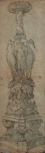 PIRANESI GIOVANNI BATTISTA (1720 - 1778) - Da un modello di. Veduta in prospettiva di un candelabro antico di marmo di gran mole
