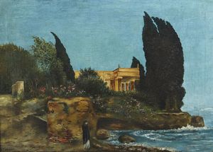 BÖCKLIN ARNOLD (1827 - 1901) - Da. Villa am meer