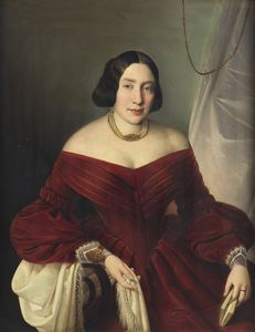 TOMINZ GIUSEPPE (1790 - 1866) - Attribuito a. Ritratto di nobildonna (Ritratto della Contessa Roverbella Montin)
